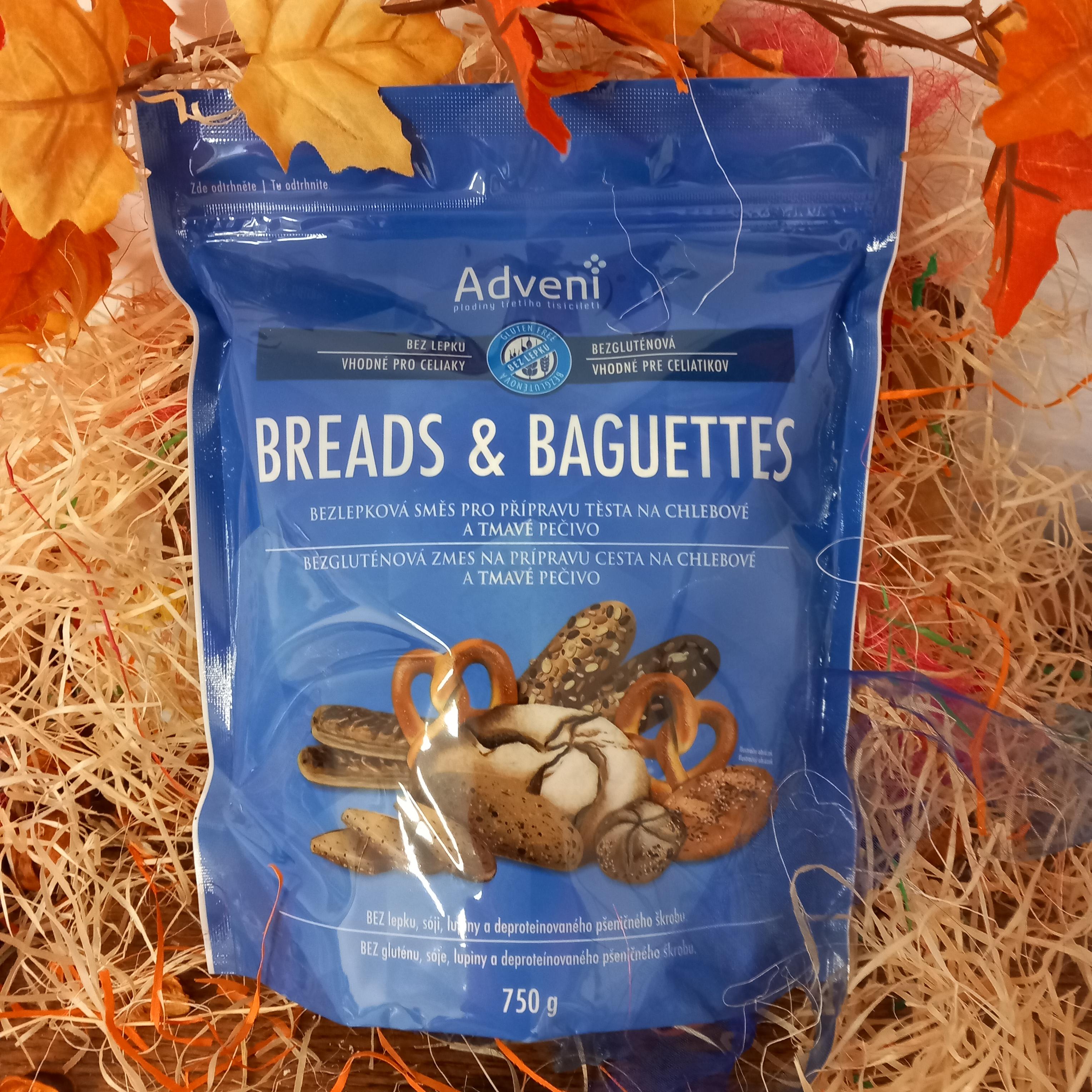 ADVENI - BEZLEPKOVÁ SMĚS NA CHLEBOVÉ A TMAVÉ PEČIVO BREADS & BAGUETTES 750 G